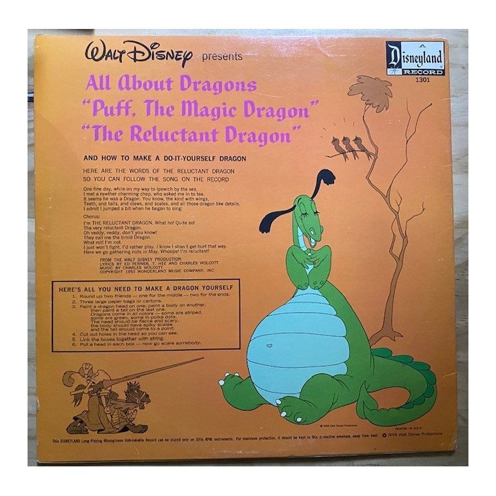 Walt Disney All about the dragons - Usa 1966 reverso