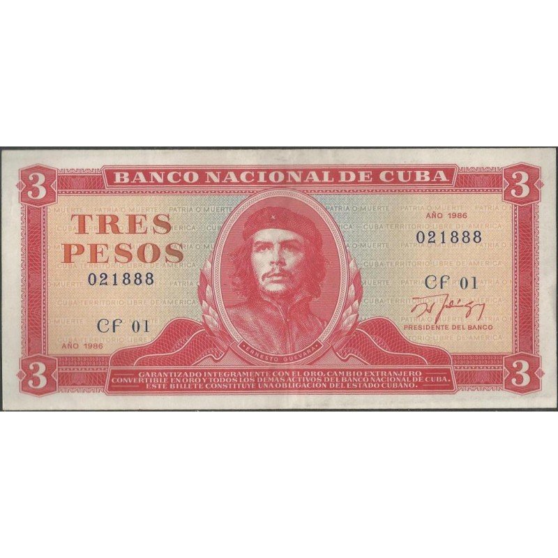 Cuba, 3 Pesos 1986 P107a