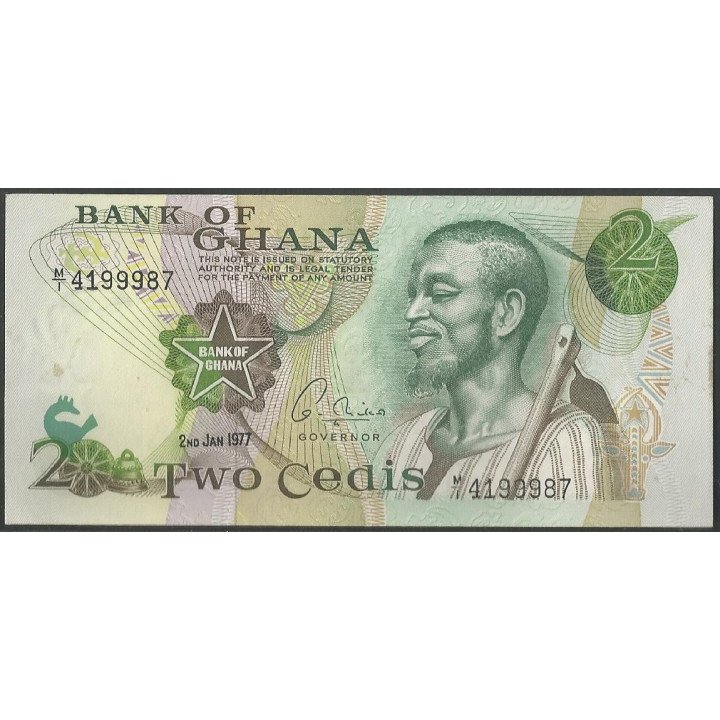 Ghana 2 Cedis 2 Ene 1977 P14c