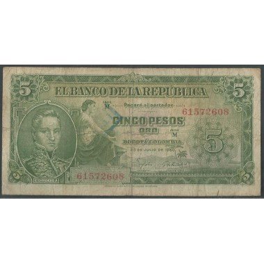 Billete de 5 Pesos 20 Jul 1960 M61572608 BGW125