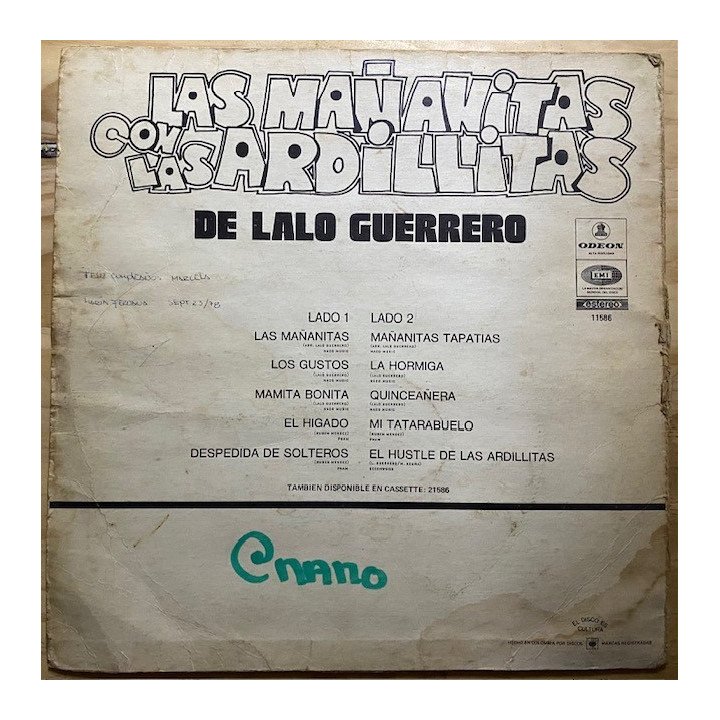 Lalo Guerrero Las mañanitas con las ardillitas - Colombia reverso