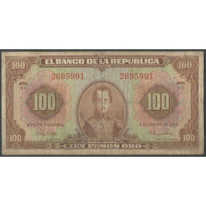 Billete de 100 Pesos 1 Ene 1953 BGW291