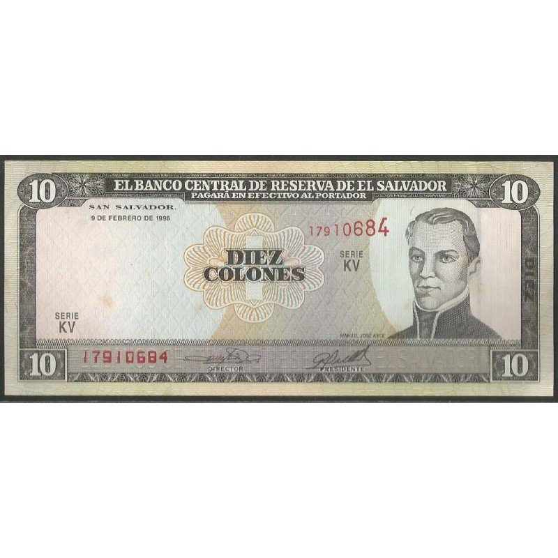 El Salvador, 10 Colones 9 Feb 1996 P144a