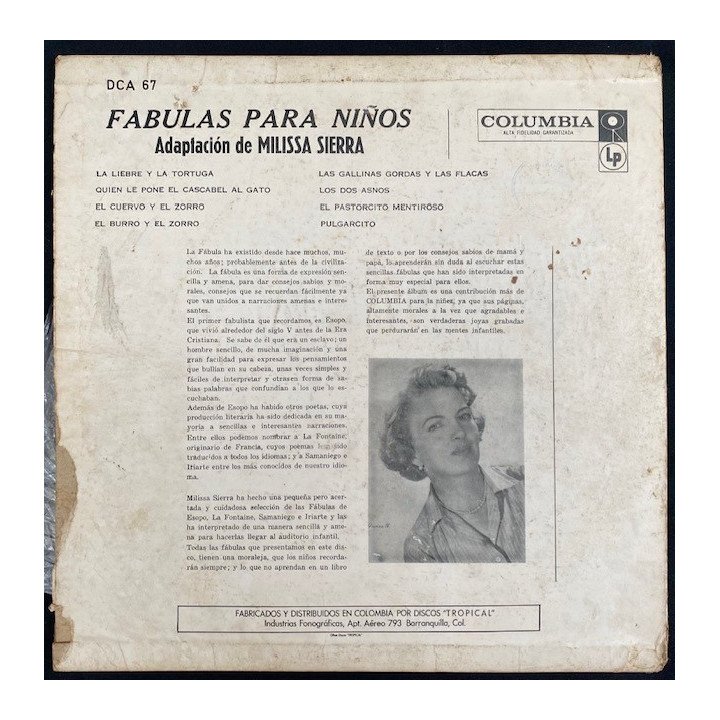 Milissa Sierra Fabulas para niños - Colombia reverso