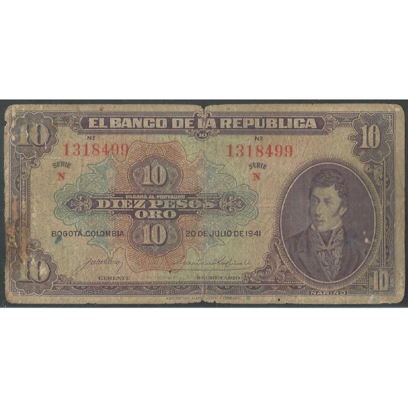 Billete de 10 Pesos 20 Jul 1941 BGW165