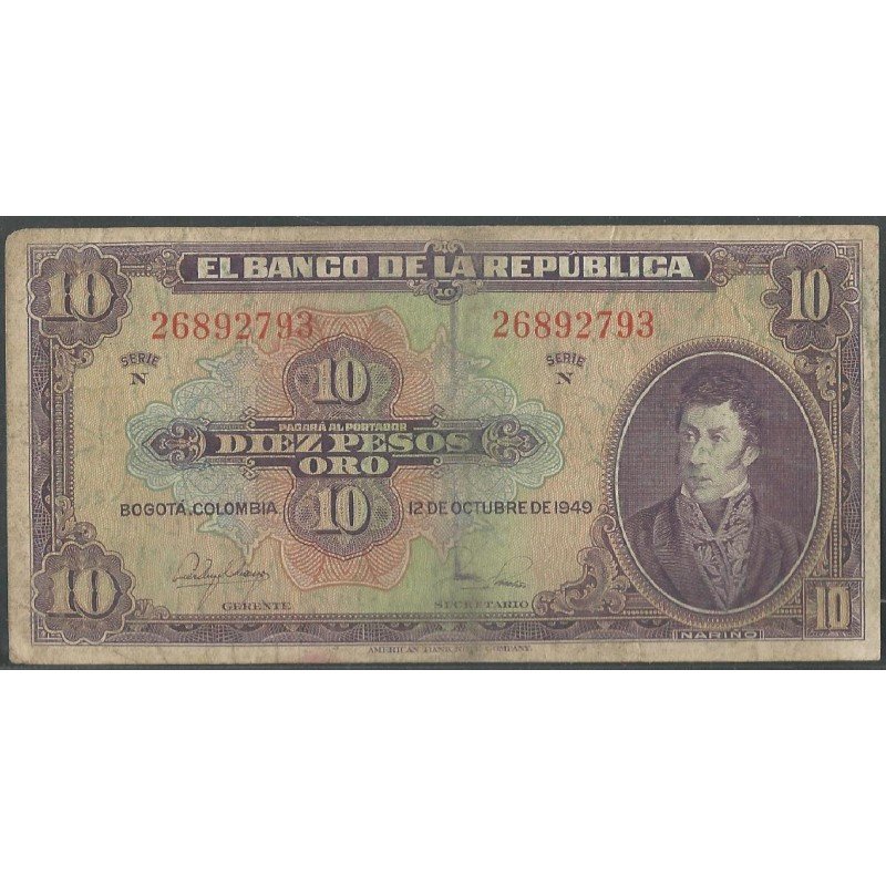 Billete de 10 Pesos 12 Oct 1949 BGW171