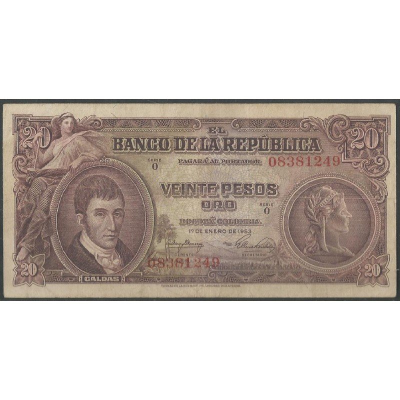 Billete de 20 Pesos 1 ene 1953 BGW218