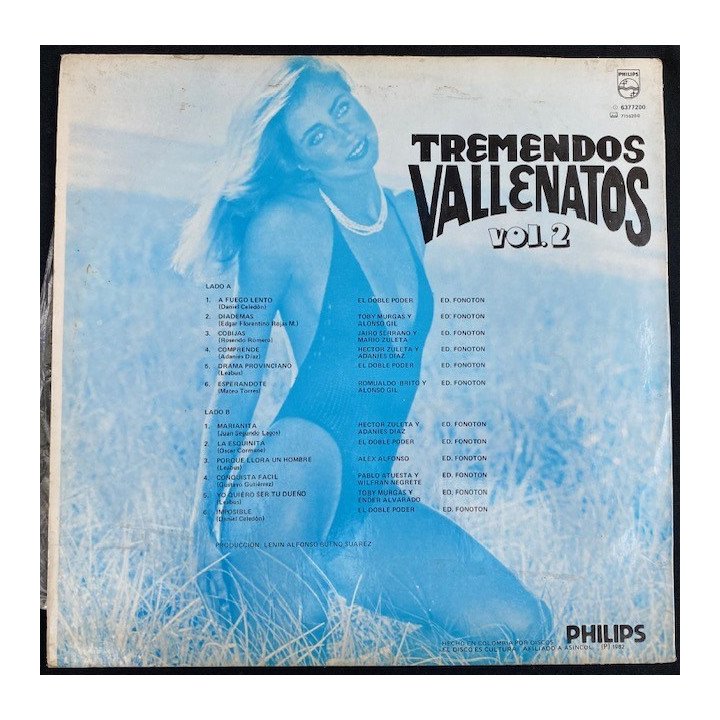 Tremendos vallenatos Vol 2 - Colombia 1982 reverso