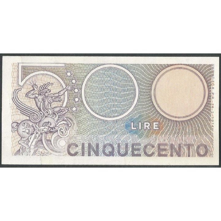 Italia 500 Liras 14 Feb 1974 P94 reverso