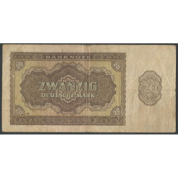 Alemania Democratica 20 Mark 1948 P13b reverso