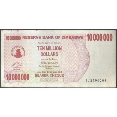 Zimbabwe, 10.000.000 Dollars 1 Ene 2008 P55a