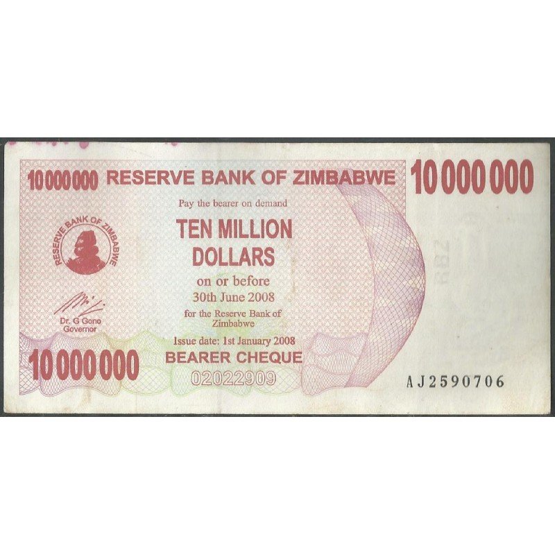 Zimbabwe, 10.000.000 Dollars 1 Ene 2008 P55a