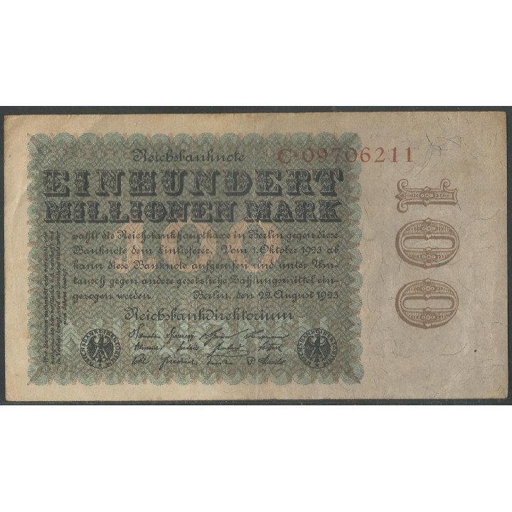 Alemania 100.000.000 Mark 22 Ago 1923 P107a