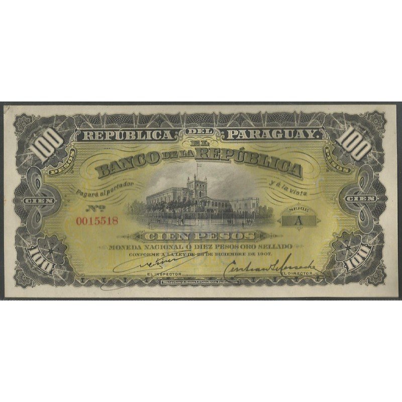 Paraguay, 100 Pesos L26 Dic 1907 P159