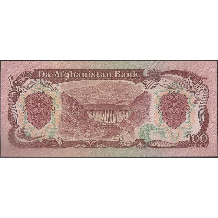 Afganistan 100 Afghanis 1991 P58c reverso