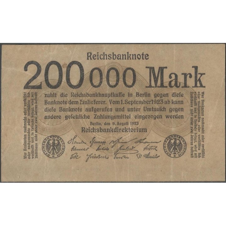 Alemania 200.000 Mark 9 Ago 1923 P100