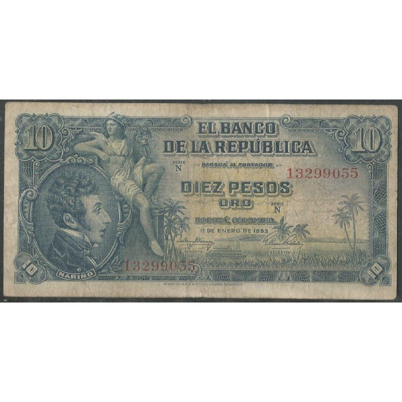 Billete de 10 Pesos 1 ene 1953 BGW173