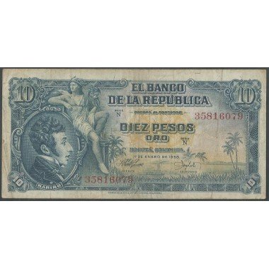 Billete de 10 Pesos 1 ene 1958 BGW174