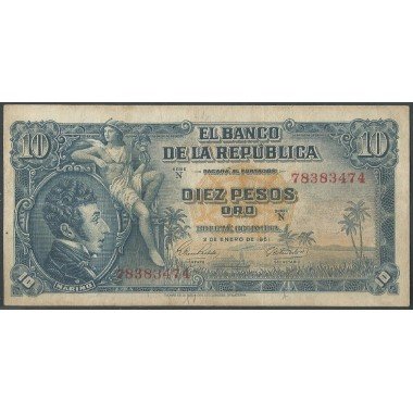 Billete de 10 Pesos 2 ene 1961 BGW176