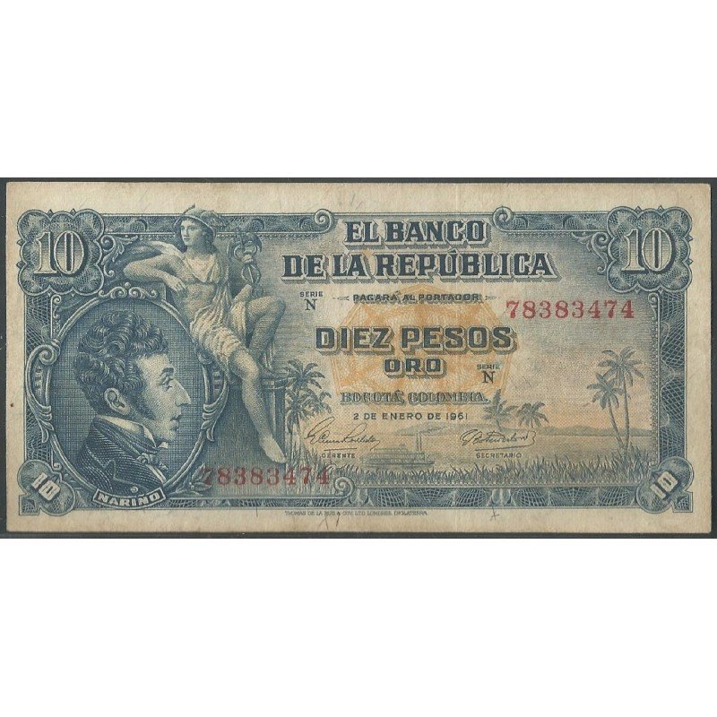 Billete de 10 Pesos 2 ene 1961 BGW176