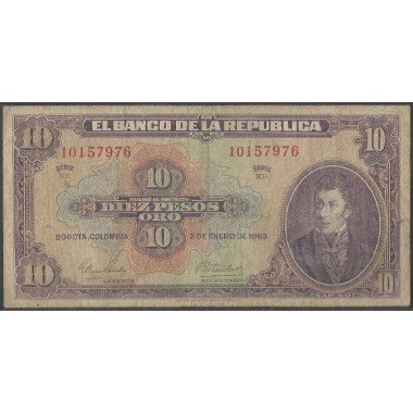 Billete de 10 Pesos 2 Ene 1963 8 Dig. BGW178