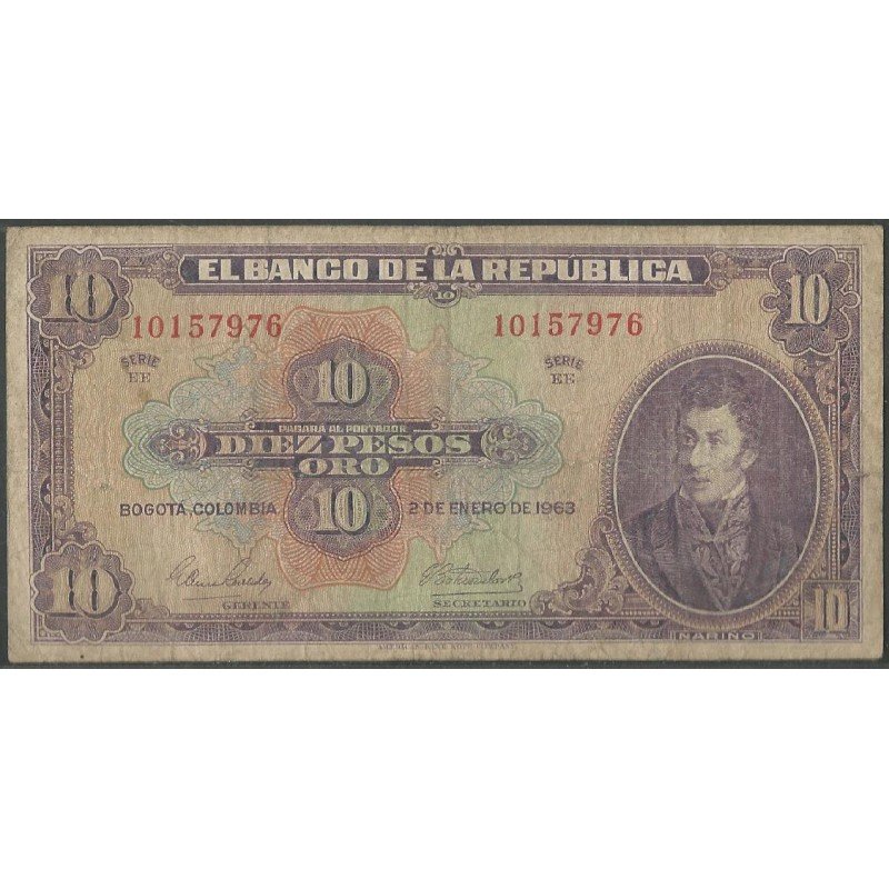 Billete de 10 Pesos 2 Ene 1963 8 Dig. BGW178