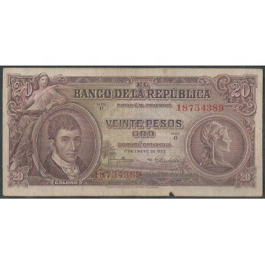 Billete de 20 Pesos 1 ene 1953 BGW218