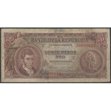 Billete de 20 Pesos 1 ene 1960 BGW219