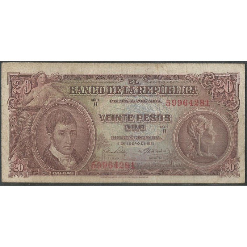 Billete de 20 Pesos 2 Ene 1961 BGW220