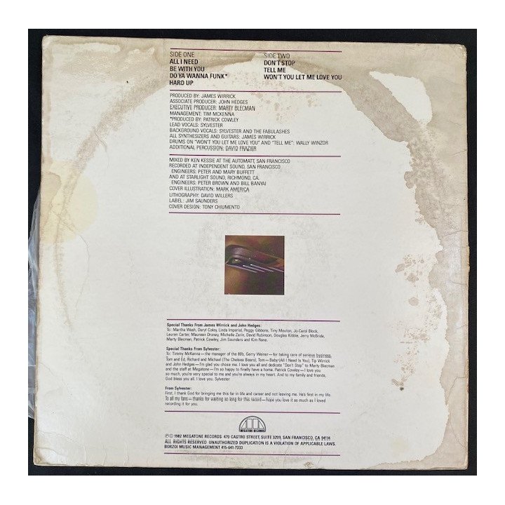Sylvester All I need - USA 1982 reverso