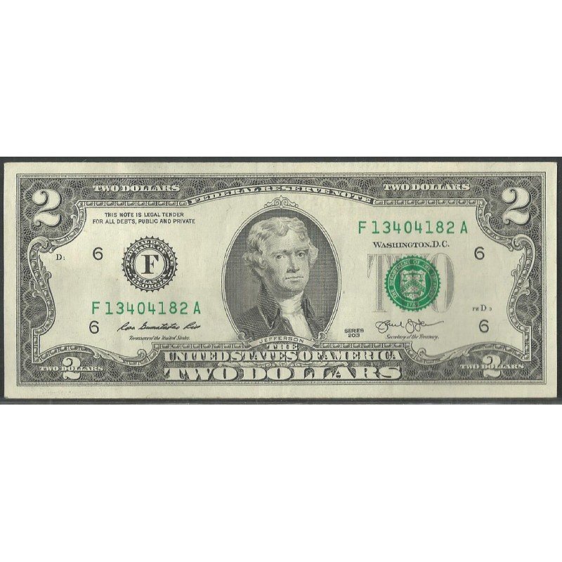 Estados Unidos, 2 Dollars 2013 F P538
