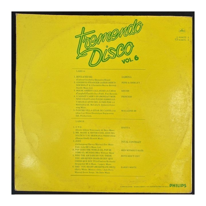 Tremendo Disco Vol. 6 - Colombia 1988 reverso
