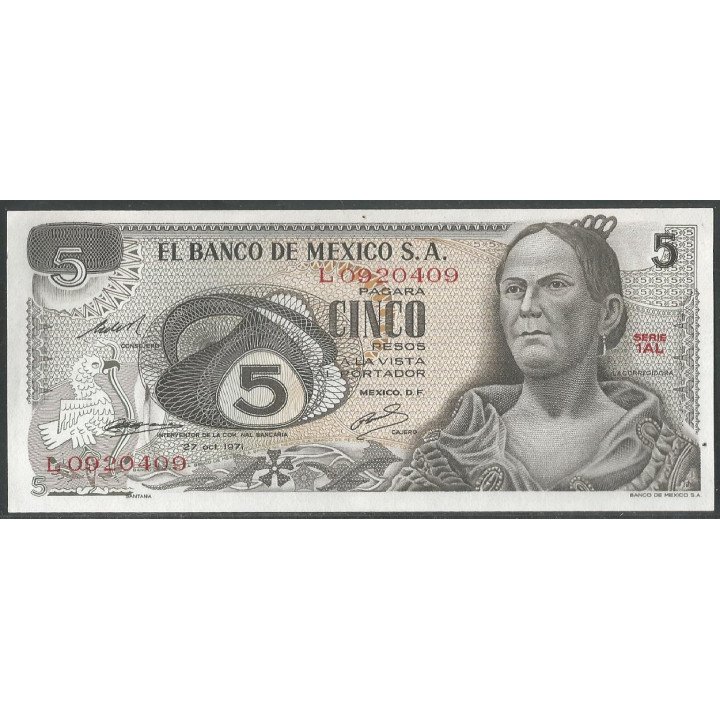 Mexico 5 Pesos 27 Oct 1971 Serie 1AL P62b