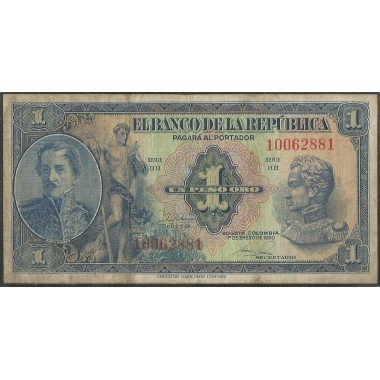 Billete de 1 Peso 1 ene 1950 8 dig. BGW042