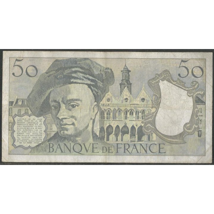 Francia 50 Francs 1988 P152d reverso