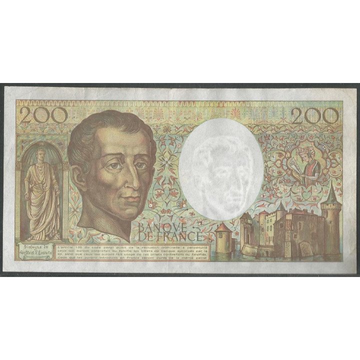 Francia 200 Francs 1992 P155e reverso