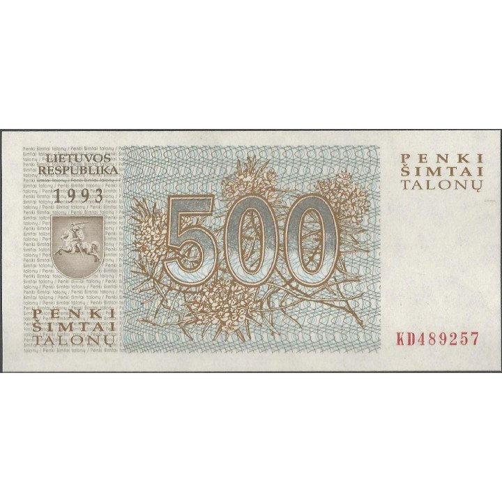Lituania 500 Talonas 1993 P46 reverso
