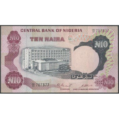 Nigeria, 10 Naira ND1974-84 Firma 3 P17c