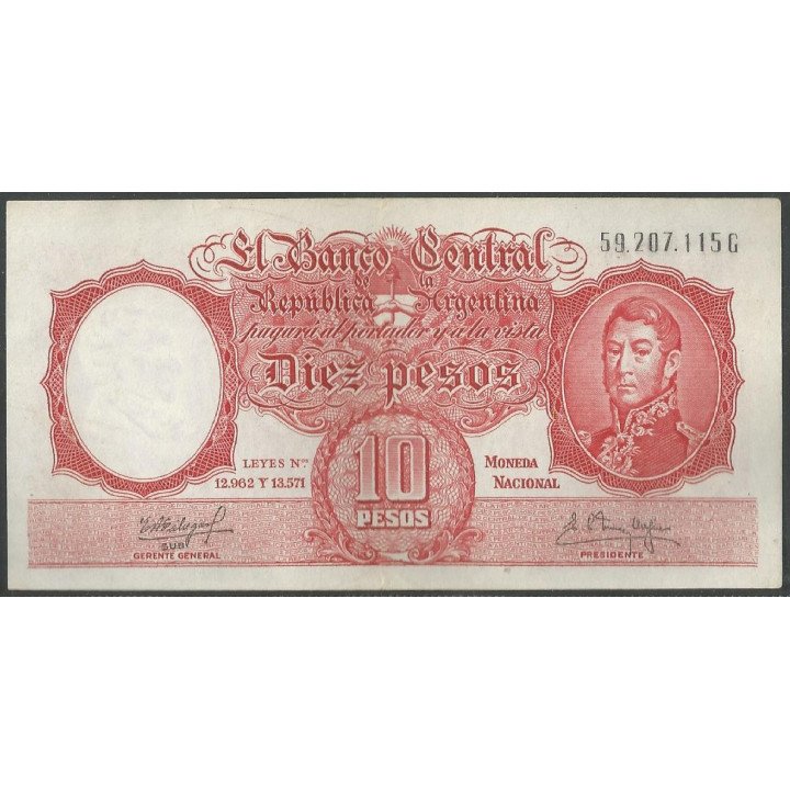Argentina 10 Pesos ND1954-63 Serie G P270c