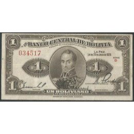 Bolivia 1 Boliviano L 20 Jul 1928 Serie D P119a