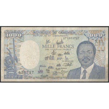 Camerun, 1.000 Francs 1 Ene 1992 P26c
