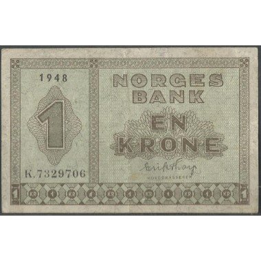 Noruega, 1 Krone 1948 P15b