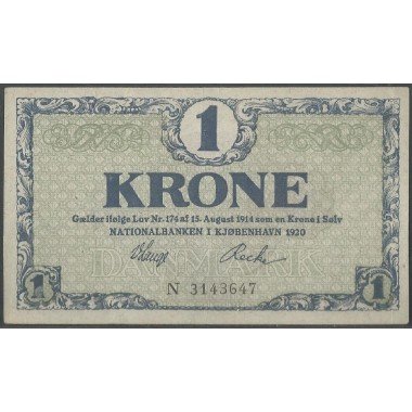 Dinamarca, 1 Krone 1920 Serie N P12e