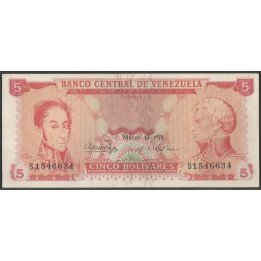 Venezuela 5 Bolivares 13 Mar 1973 S 7 Dig P50g