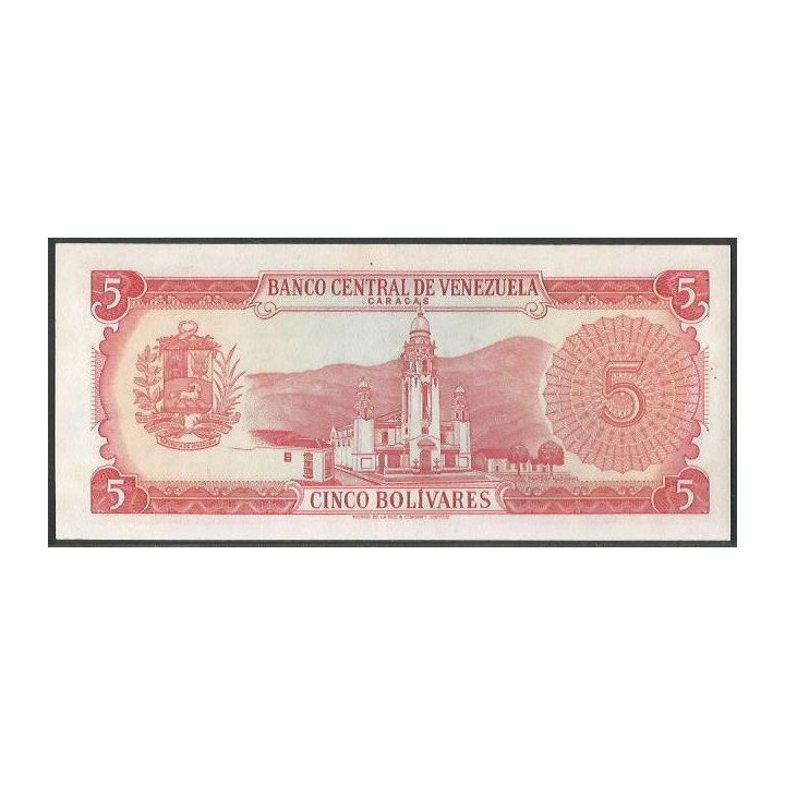 Venezuela 5 Bolivares 29 Ene 1974 B 7 Dig P50h reverso