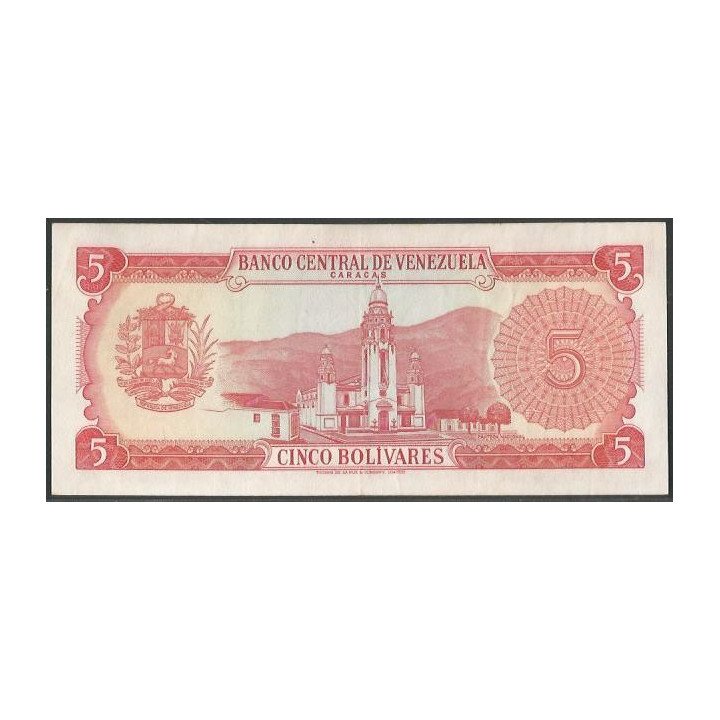 Venezuela 5 Bolivares 29 Ene 1974 C 7 Dig P50h reverso