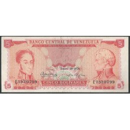 Venezuela 5 Bolivares 29 Ene 1974 E 7 Dig P50h