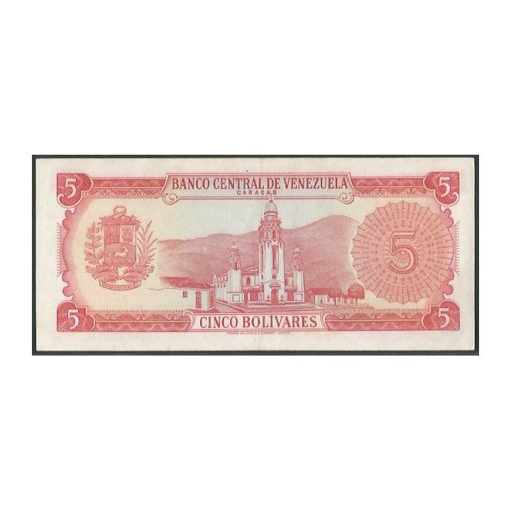 Venezuela 5 Bolivares 29 Ene 1974 E 7 Dig P50h reverso