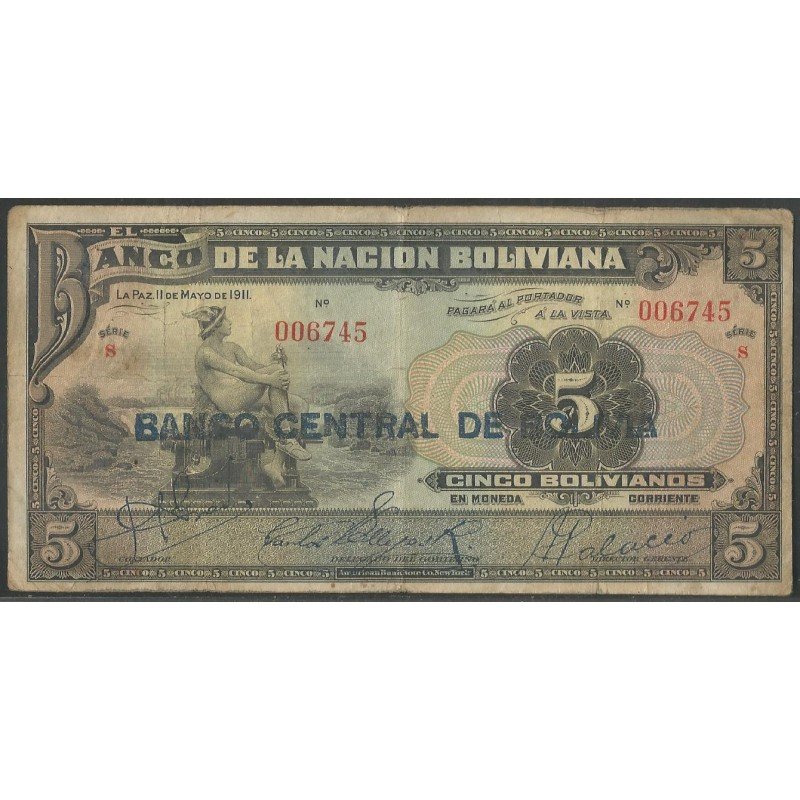 Bolivia, 5 Bolivianos ND1929 Serie S P113