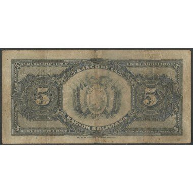 Bolivia, 5 Bolivianos ND1929 Serie S P113